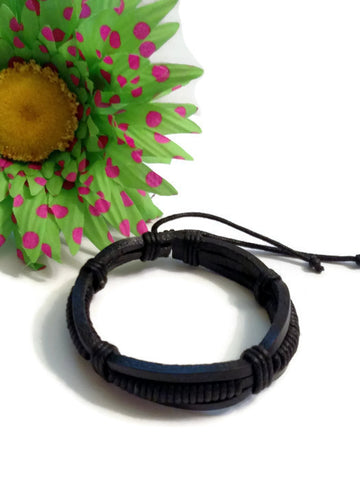 Leather DIY Bracelet Adjustable Blank - 5 Pk - Black