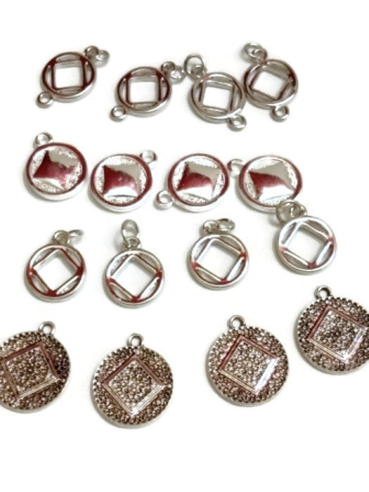 Sample Mix of NA Silver Pendant Charms - Narcotics Anonymous