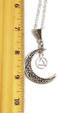 Moon Dangle Alcoholics Anonymous Necklace - Black