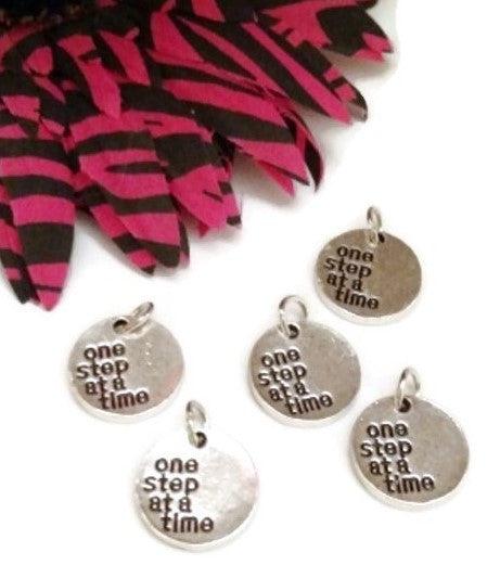 One Step At A Time 12 Step Recovery Pendant Charms