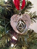 AA Tree Ornament Angel Wings Alcoholics Anonymous - Inside Charm