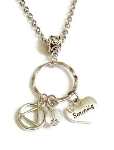 Serenity Charm Holder Necklace Alcoholics Anonymous