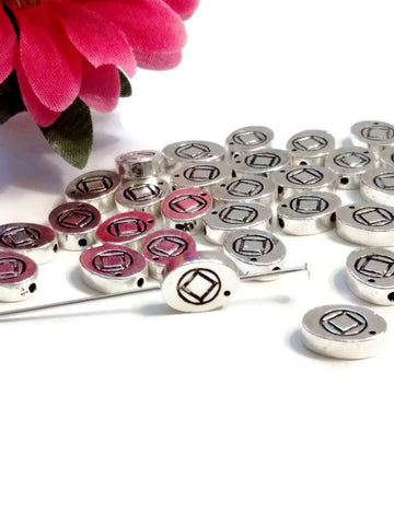 Slide Beads NA Silver Tone Charms - Narcotics Anonymous