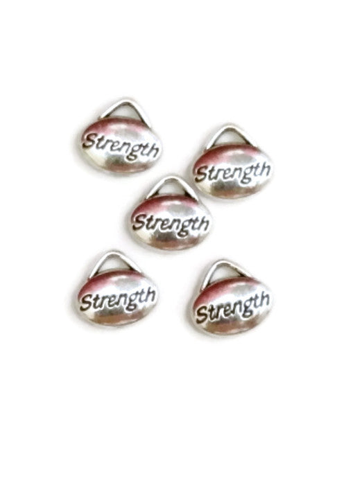 Strength Silver Tone Recovery Pendant Charms – 10 Pcs