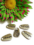 Strength Pendant Charms Inspirational - Silver Tone Tag Style - 10 Pcs