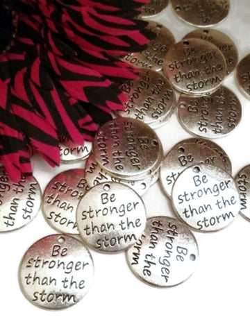 Be Stronger Than The Storm Pendant Charms - Silver Tone 5 Pcs