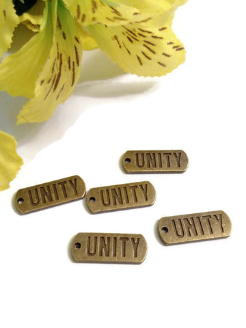 Unity Tag Pendant Charms - 12 Step Recovery Bronze 5 Pcs