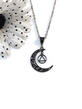 Moon Dangle Alcoholics Anonymous Necklace - Black