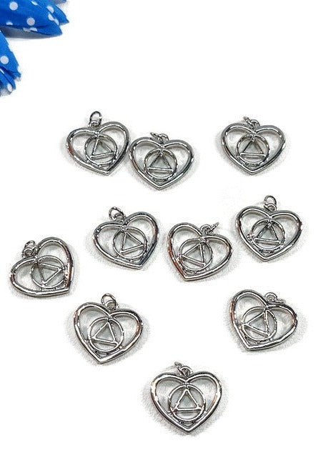 AA Heart Pendant Charms Recovery 12 Step Jewelry Alcoholics Anonymous –  Serenity Fly Recovery Gifts