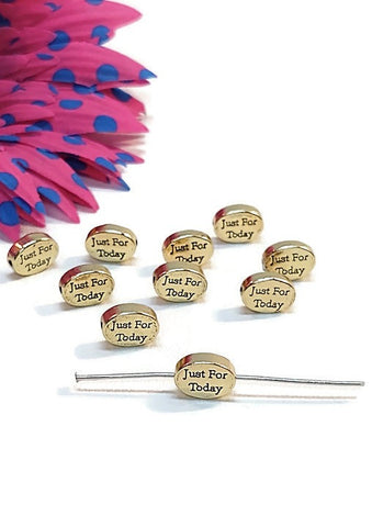 Just For Today Slide Bead Charms - Gold Tone