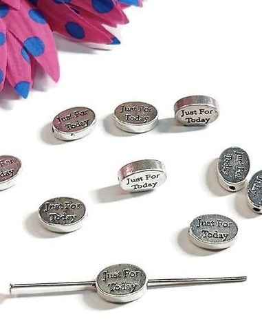 Just For Today Slide Beads Silver Tone Charms