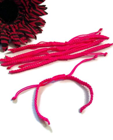 DIY Add A Charm Braided Friendship Bracelet - 5 Pcs Hot Pink
