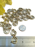Golden Antique Alcoholics Anonymous Cutout Pendant Charms