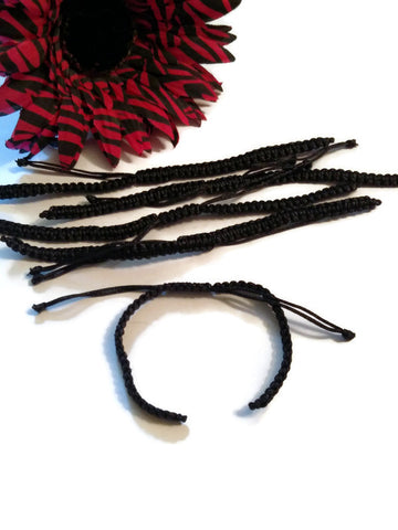 DIY Add A Charm Braided Nylon Friendship Bracelet - 5 Pcs Black