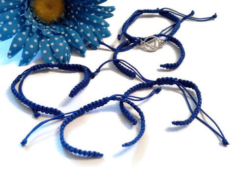 DIY Add A Charm Braided Nylon Friendship Bracelet  - 5 Pcs Royal Blue