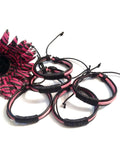 Leather DIY Bracelet Adjustable Blank - 5 Pk - Black & Pink
