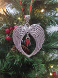 Substance Abuse Awareness Wing Ornament Holiday Decor 12 Step Recovery Gift - Red Ribbon