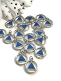 Blue Enamel Alcoholics Anonymous Cutout Charm Pendants