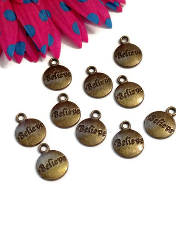 Bronze Believe Charms - Round