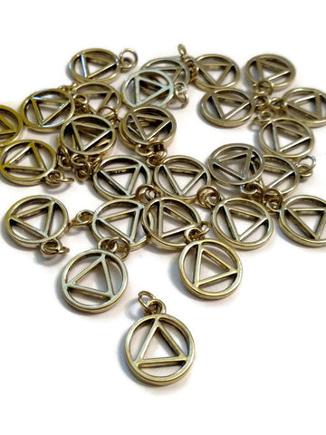 Golden Antique Alcoholics Anonymous Cutout Pendant Charms