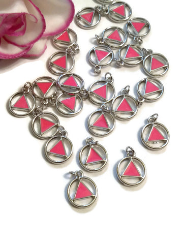 Pink Enamel Alcoholics Anonymous Cutout Charm Pendants