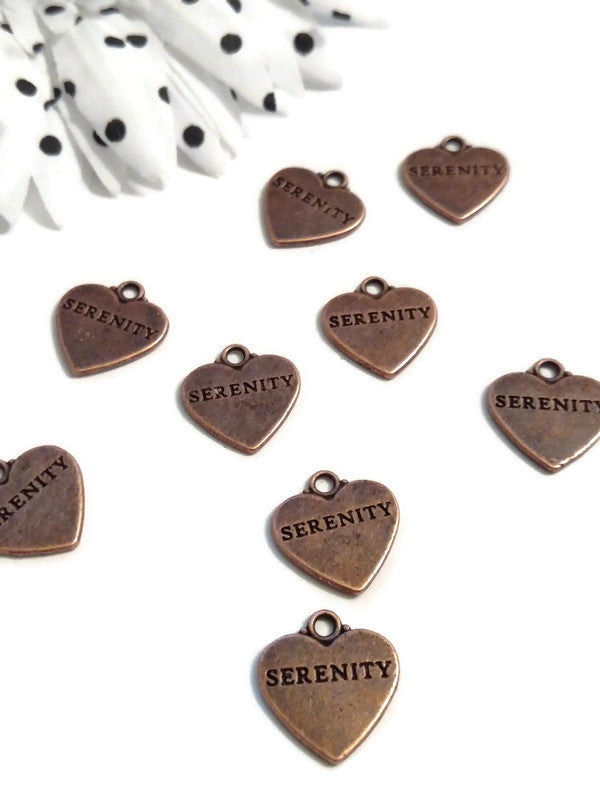 Serenity Heart Charms - Copper