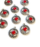 Red Enamel Antique Silver Pendant Charms - Narcotics Anonymous