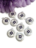 Dark Purple NA Enamel With Clear Crystal Pendant Charms - Narcotics Anonymous