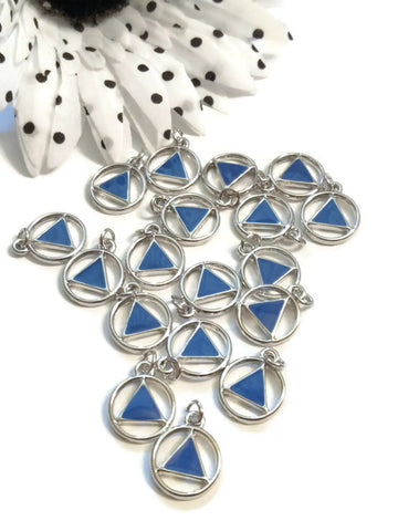 Blue Enamel Alcoholics Anonymous Cutout Charm Pendants