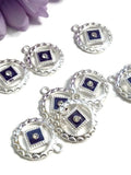 Dark Purple NA Enamel With Clear Crystal Pendant Charms - Narcotics Anonymous