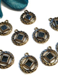 Black Enamel Antique BRONZE Pendant Charms - NA