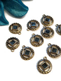 Black Enamel Antique BRONZE Pendant Charms - NA