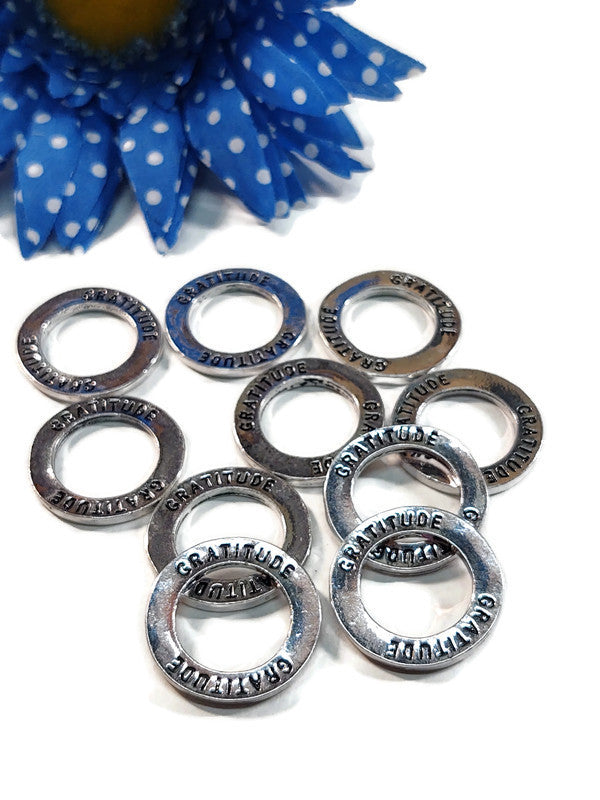 Gratitude Affirmation Ring Charms - 10 Pc