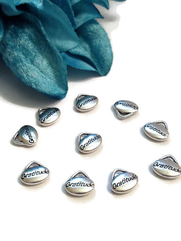 Gratitude Recovery Pendant Charms - Silver Tone Oval 10 Pcs