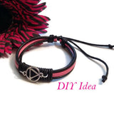 Leather DIY Bracelet Adjustable Blank - 5 Pk - Black & Pink