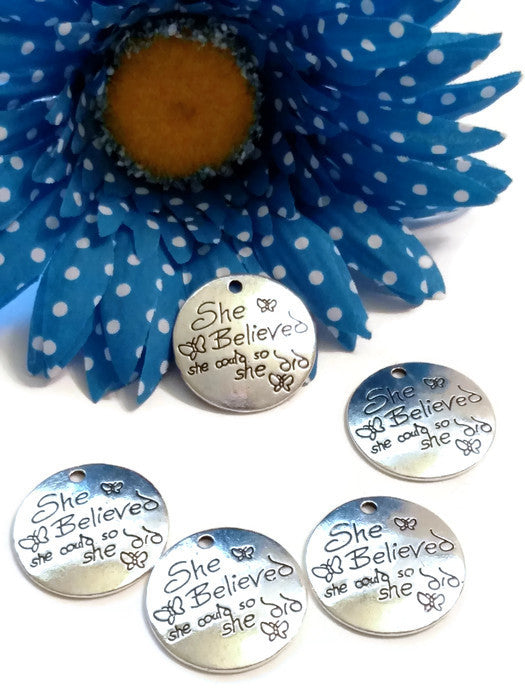 She Believed She Could So She Did Butterfly Pendant Charms
