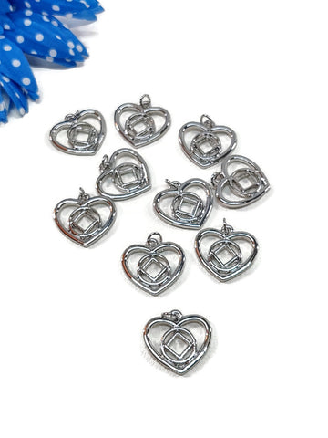 NA Heart Pendant Charms 12 Step Narcotics Anonymous