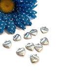 Blessed Heart Pendant Charms - Silver Tone