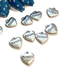 Blessed Heart Pendant Charms - Silver Tone